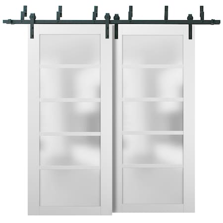 Sartodoors Barn Bypass Interior Door, 36" x 84", White QUADRO4002BBB-WS-3684